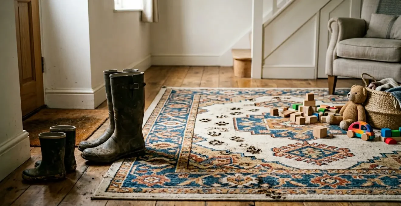 Durable family rug withstanding daily life with children and pets in British home
