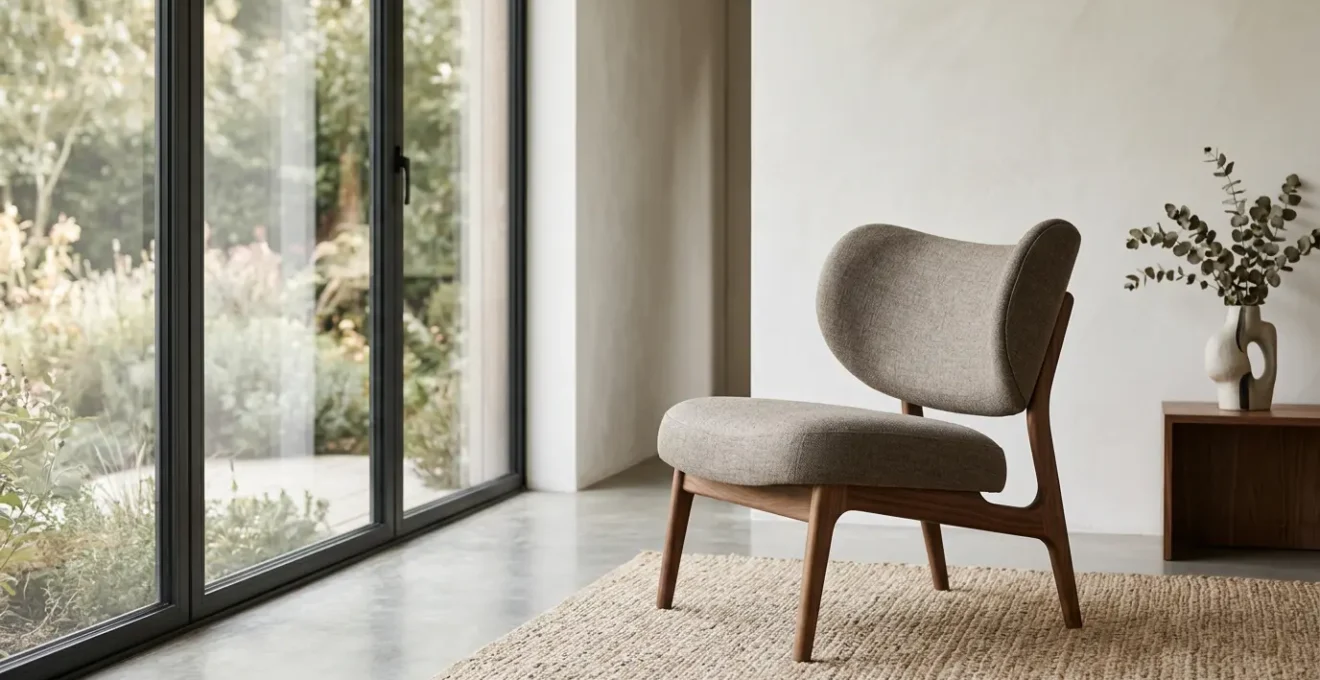 A luxurious statement armchair in a well-designed living room, showcasing both aesthetic appeal and ergonomic comfort