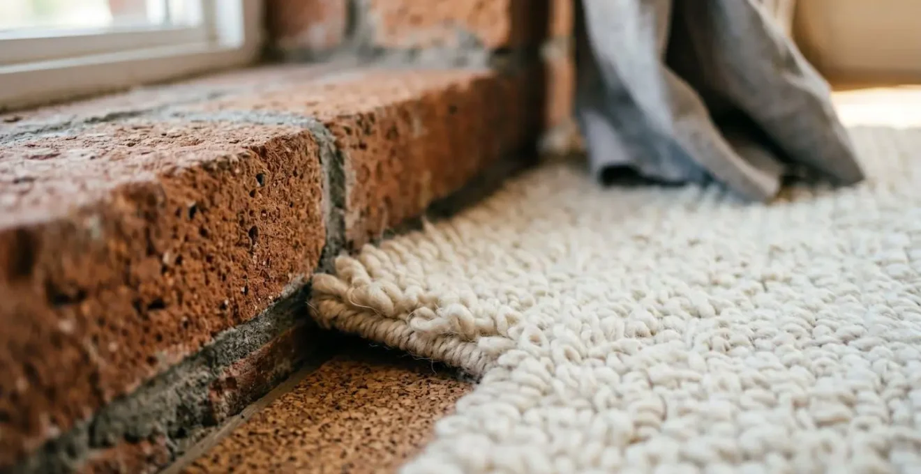 Close-up of layered textiles and acoustic-absorbing materials creating warmth in an industrial space