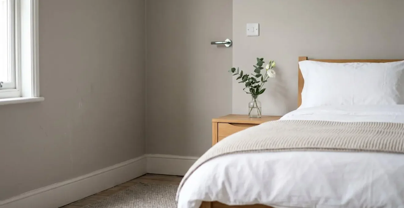 Tastefully styled bedroom with neutral decor and natural light prepared for UK property sale