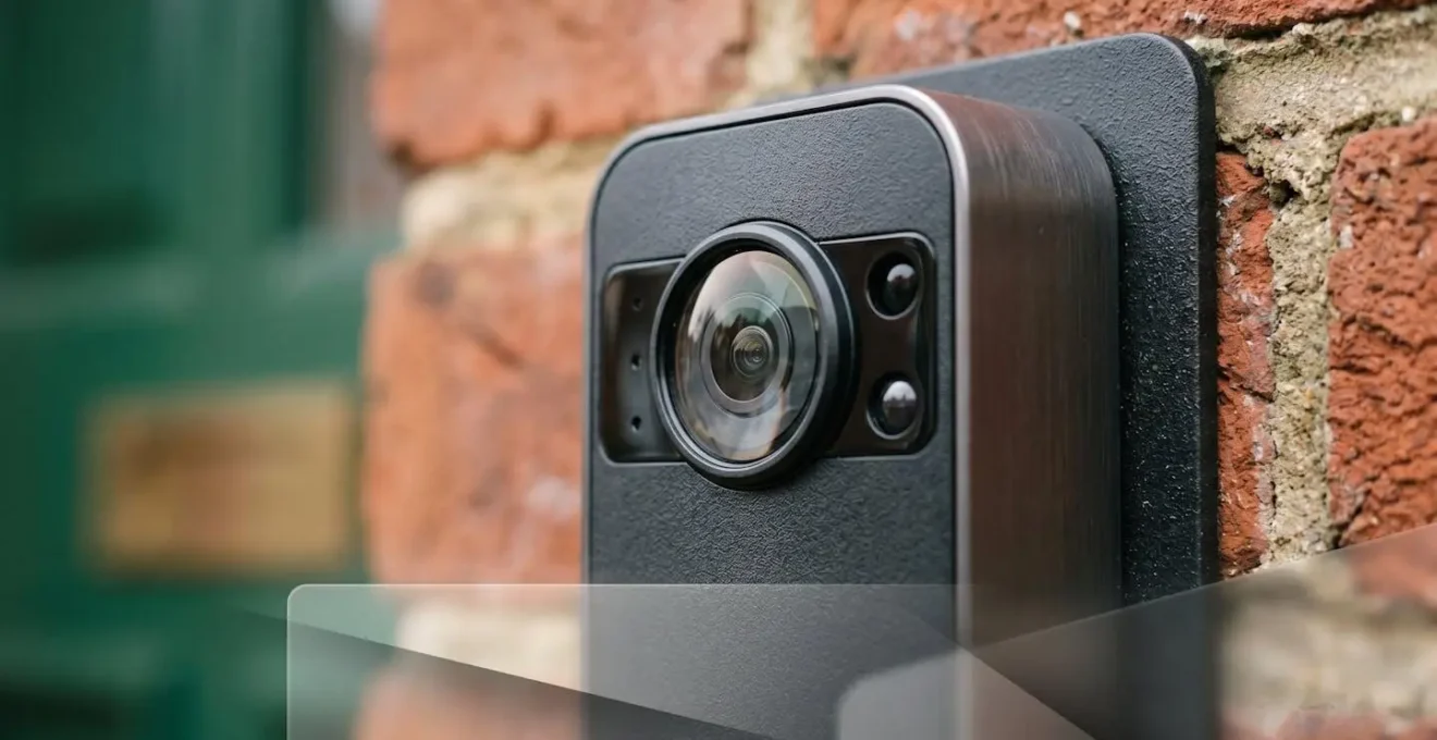 Close-up view of UK doorbell camera field of view with privacy zone blocking pavement area