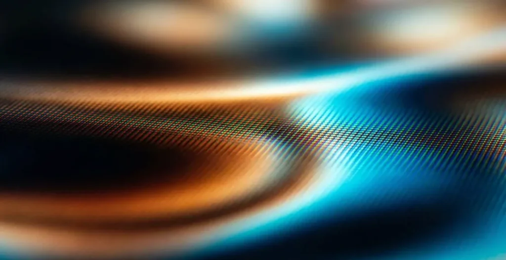 Close-up macro photograph illustrating HDR tone mapping process through abstract light and color transitions